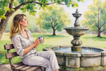 Autophagie-Frau am Brunnen