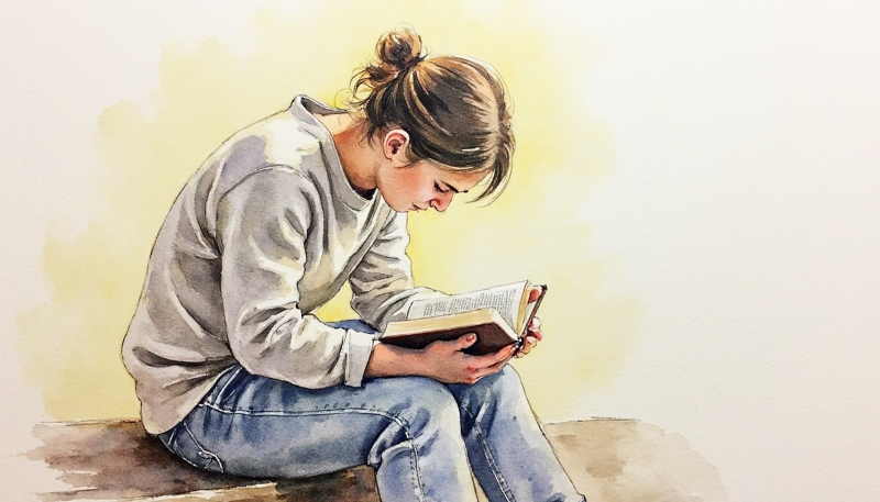 Frau liest Bibel